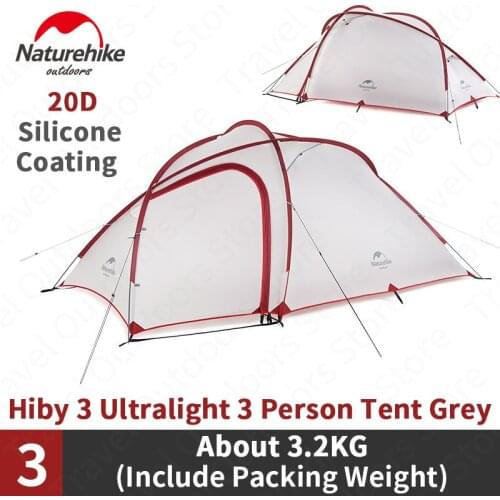 Naturehike Outdoors Tent Hiby3 Ultralight 2 3 Persons 20D Silicone Waterproof Double Layer 4 Season Family Tent NH17K230-P