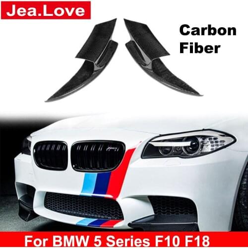 Carbon Fiber Car Front Aprons Wrap Angle Front Bumper Lip Bar Decoration For BMW 5 Series F10 F18 M5 or Modified to AN M5 Style