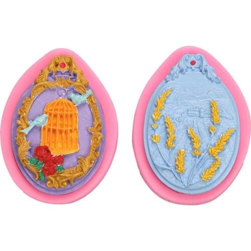 Wheat Bird Cage Pattern Silicone Mold For Resin Jewelry Pendant Mold with Holes DIY Resin Mold Plaster Pendant Decoration