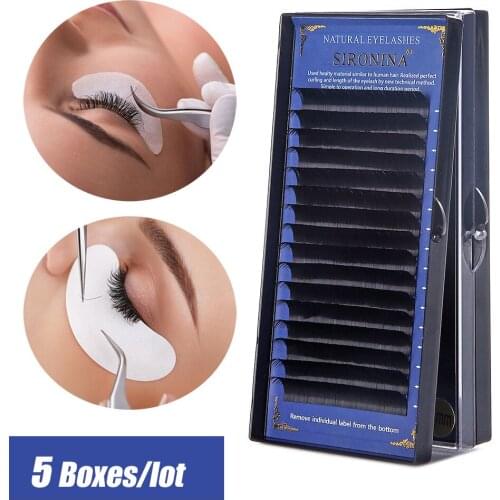 SIRONINA 5 Boxes/Lot Faux mink Eyelash Extension Individual Silk False Eyelashes maquiagem cilios for Professionals Soft Mink