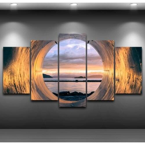 Modern Home Decor 5 Pieces Sunset Landscape Poster Ocean View No Frame Living Room Wall Art Painting On Canvas Modular Picture