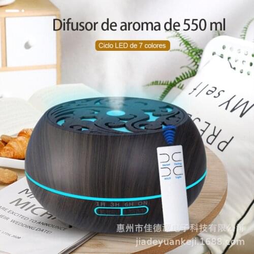 550ml Ultrasonic Air Humidifier with Blue Speaker Wood Grain Essential Oil Aroma Diffuser Aromatherapy Remote Control