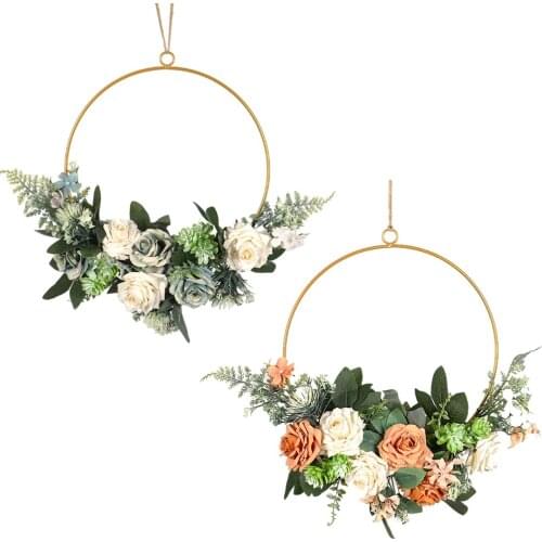 Vintage Artificial Hanging Hoop Wreath Garland Door Decor Decoration Gift