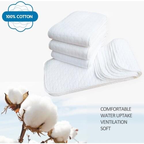 10pcs Reusable Baby Diapers Cloth Diaper Inserts 1 piece 3 Layer Insert 100% Cotton Washable Babies Care Eco-friendly Diaper