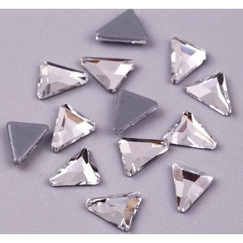 Top Quality 5x8 Triangle Shape Shine Crystal White Hot Fix Rhinestone With Glue For Clothing Nail Art Rhinestones Iron On Stones