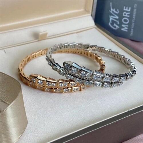 Top Quality Hot Brand Bangle & Bracelet Women Flexible Bone Set AAA Synthetic Diamond Elegant Original Bijoux Gifts Size M 17