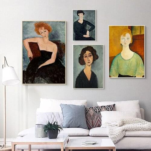 Jeanne Hebuterne Women Portrait Art Canvas Print Painting Amedeo Modigliani Christina Famous Wall Picture Home Decoration Poster