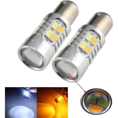1PCS Car Signal LED Lighting Bulb 1156 Ba15s 5630 20SMD 12V Dual-Color White+Amber Turn lights Brake Light Reverse Light