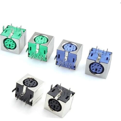 10PCS Keyboard socket PS2 6P purple green mouse socket 6-pin Connector