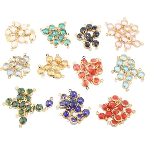 100pcs Wholesale Stainless Steel Gold Plated 6*12mm Connectors Multi Color Glass Crystal Stones For DIY Jewelry Making Findings