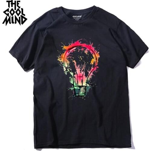 COOLMIND QI0321A casual fashion summer printed cool men T shirt cool loose street style 100% cotton short sleeve men Tshirt tops