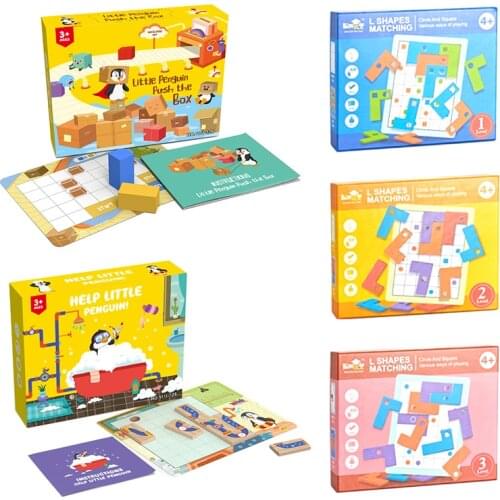 Montessori Toys Sokoban Crate Game Wooden Turning Square Educational Puzzle for Kids Brain Teaser Push Boxes Flipping Toy