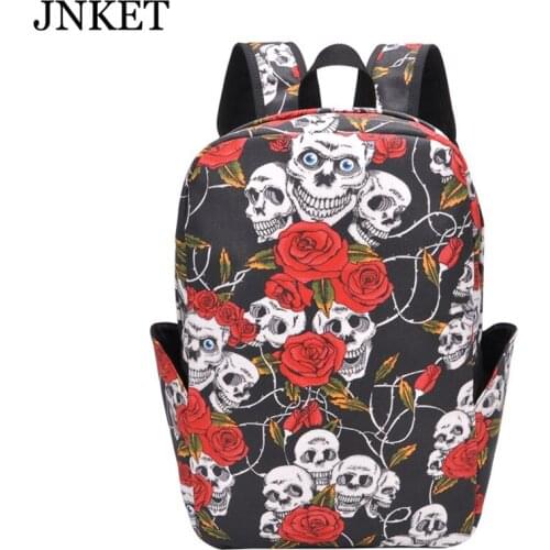 JNKET New Womens Canvas Backpack Skull Bagpacks Outdoor Travel Bagpacks Computer Bagpack