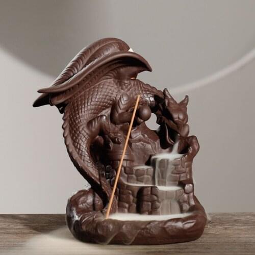Fly Dragon Incense Burner Smoke Waterfall Backflow Incense Burner Creative Home Decor Incense Holder Ceramic Censer Handicrafts