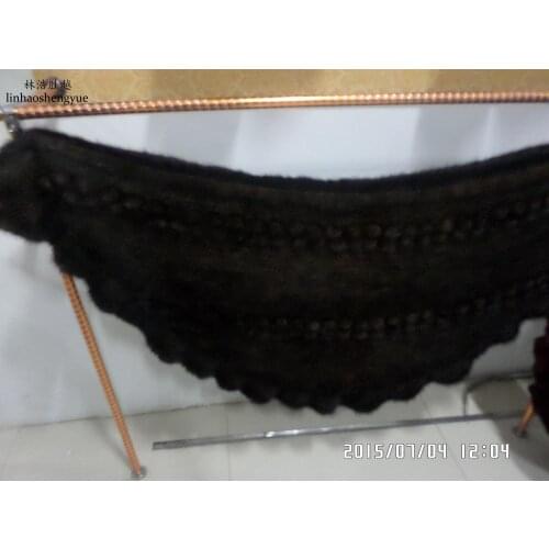 Linhaoshengyue Red Black Brown Natural Mink Fur Shawl