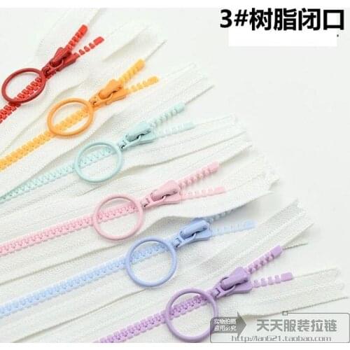 20pcs/lot YKK 3# Resin Zipper Close End 20cm for Sewing Clothing Decoration White Rainbow Candy Handbag Patchwork