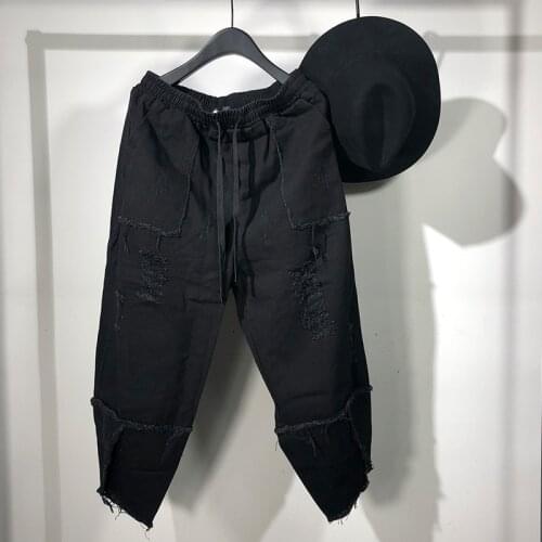Owen Seak Men Casual Cotton Harem Pants High Street Wear Ankle Length Pants Mens Clothing Sweatpants Spring Black Pants