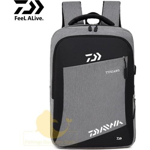 2021 New USB Charging Mens Backpack Outdoor Travel Multi-function Fishing Backpack Waterproof Zipped Sport Business Backpack