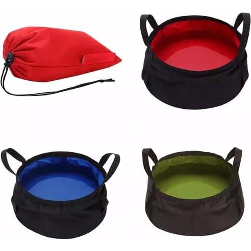Outdoor Ultra-Light Portable Travel Foldable Picnics And Camping Washbasin Nylon Basin Bucket Bowl Sink Washing Bag Water Bucket