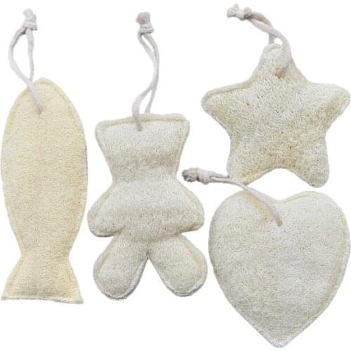 100 Pcs Fish Bear Loofah Pad Star Heart Shaped Sponge Bath Rub Animal Shaped Natural Loofah Bath Towel Sponge Scrubber SN3708
