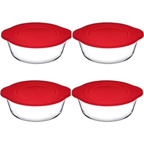 Pasabahce 4 Pcs 59001 Round shape Pyrex Cooking Pot 2100 cc
