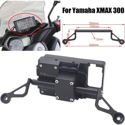 BLACK For Yamaha XMAX 300 XMAX300 X MAX 300 Motorcycle Front Phone Stand Holder Smartphone Phone GPS Navigaton Plate Bracket