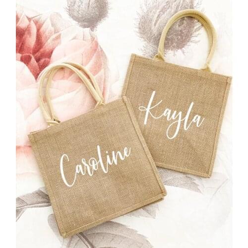 Personalized Bridesmaid Beach Bag Wedding Tote Gift Burlap Bags Custom Beach Tote Bag with Name Mothers Day Wifey Gift for Her