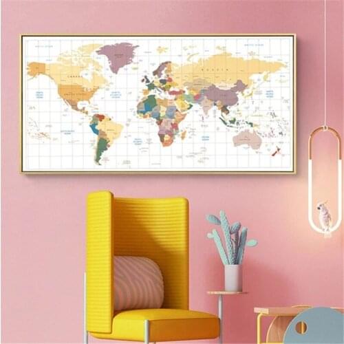 Posters and prints Canvas Painting World Map Pictures Wall Art for Living Room Bedroom Office Modern Home Decorative Posters