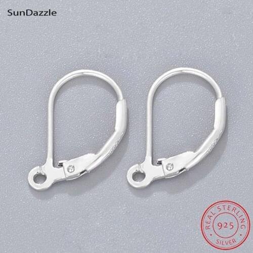 Genuine Real Solid 925 sterling Silver Ear Hook Spring France Ear Wire Clip Settings Making Earrings Jewelry Findings
