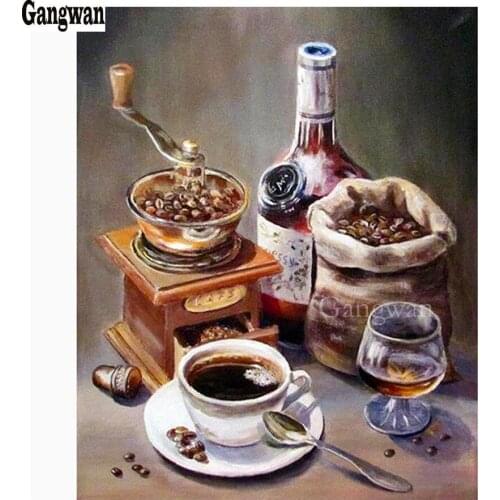 Full DIY Diamond Painting Kit Coffee bean Landscape Cross Stitch Diamond Embroidery food Patterns Rhinestones Mosaic Home Decor