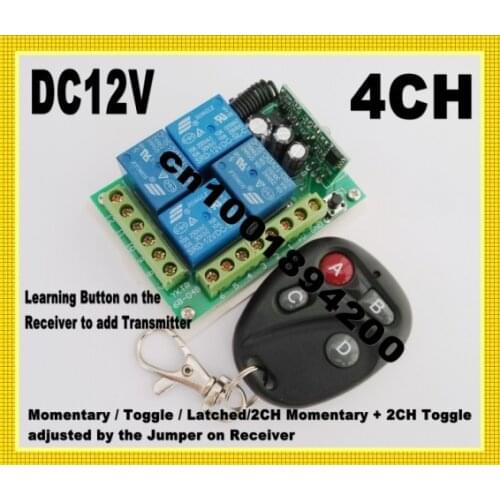 DC12V 4CH Radio Remote Controller Remote Control Lighting Power ON OFF System 4Kind Working State adjusted Learning Code 315433