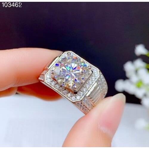 Luxury super big size sparking natural moissanite men ring real 925 silver wedding gift 11*11mm size muscular power style king