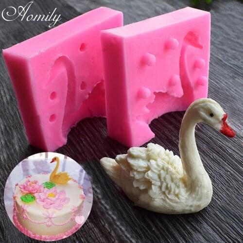 Aomily 3D Beautiful Swan Fondant Silicone Mold Candle Sugar Craft Tool Chocolate Cake Mould Kitchen DIY Baking Decorating Tools
