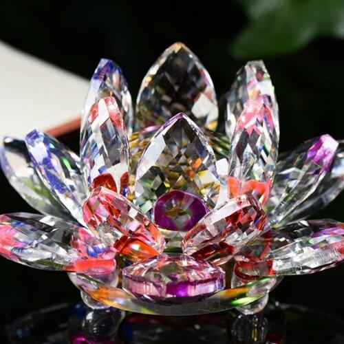 Crystal Lotus Glass Figure Paperweight Ornament Feng Shui Decor Collection Vintage Home Decor Accessories Craft Figurine Gifts