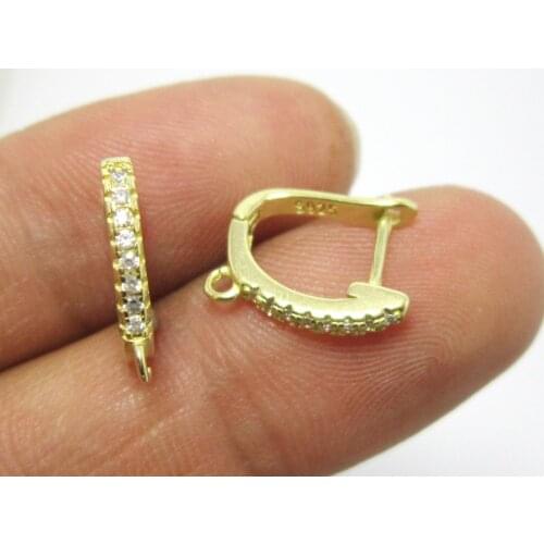 Rhinestone brass leverback 14.3x11.4mm Earrings clasps with bail brass ear hooks -6pcs R2008