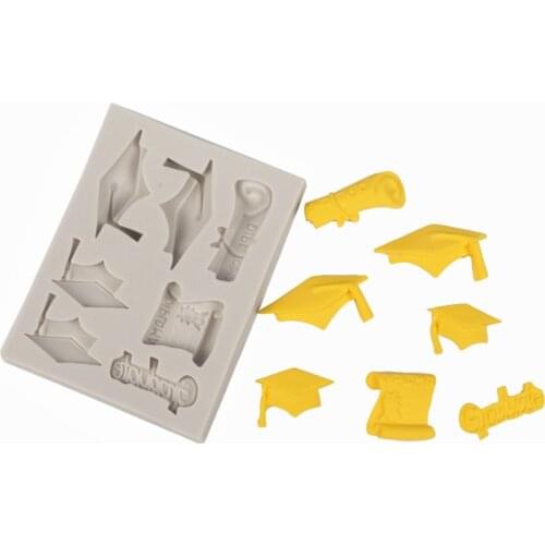 Graduation Hat Thesis Silicone Sugarcraft Mold Chocolate Cupcake Baking Fondant Cake Decorating Tools