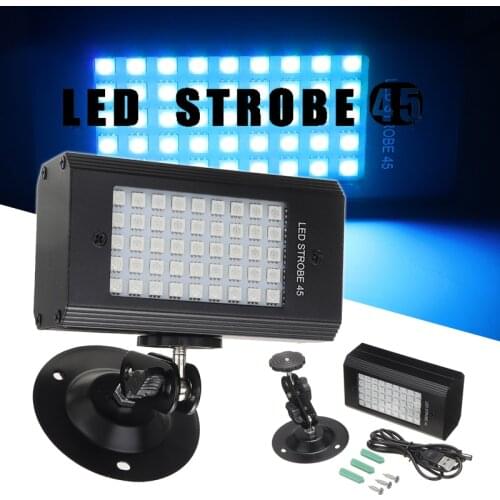 High Brightness 45 LED RGB Stage Lighting Flash Lamp Portable Adjustable Voice-activated Stage Dance Strobe Light
