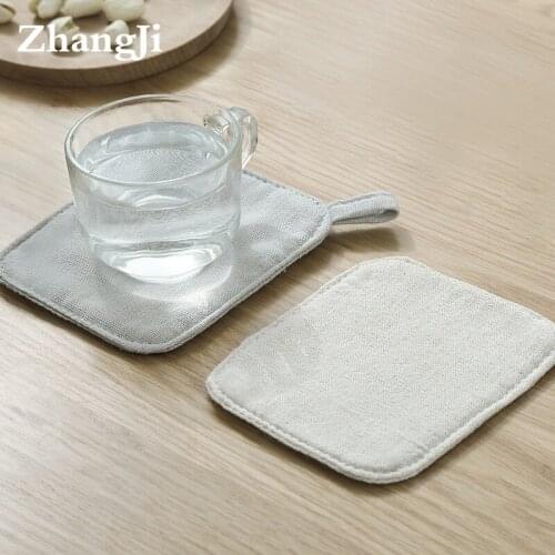 ZhangJi Cotton Linen Solid Color Cup Mat Pad Coaster Tea Coffee Mug Hot Drinks Holder ECO Cloth Cup Mat