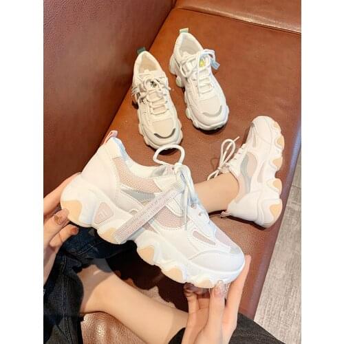 Womens shoes autumn breathable 2020 new versatile thick bottom lace casual sports increased shoes womens shoes