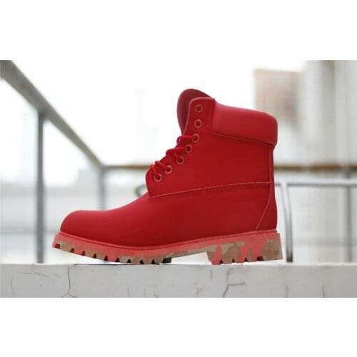 TIMBERLAND PRO Womens Winter Solid Ankle Boots Classic 10061 Red Color Leather Upper Camouflage Outsole Shoes Size Eur 36-39