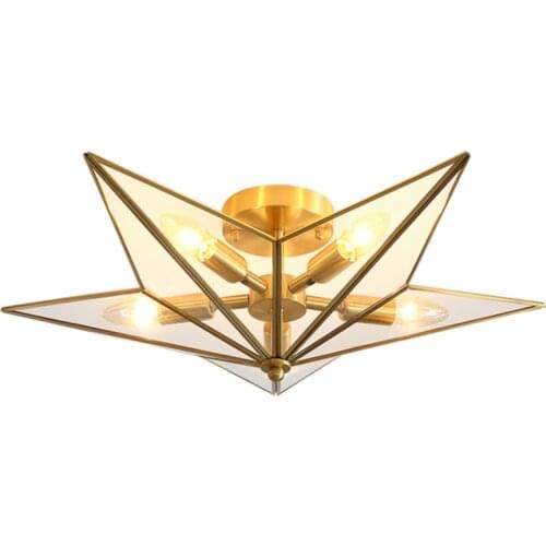 Gold Luxury Copper Ceiling Lamp Creative Living Room Bedroom Kids Room Star Shape Ceiling Lights Modern E14 Lighting Fixtures