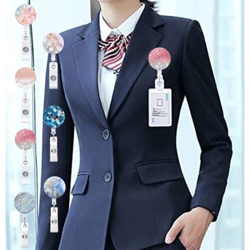 1PC Key Ring ID Badge Lanyard Name Tag Card Holder Recoil Reel Belt Clip