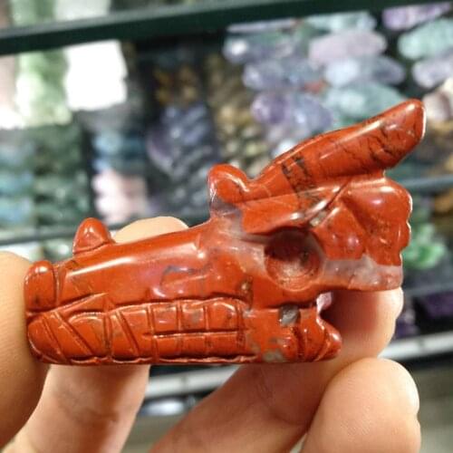 1pcs Natural Red jasper quartz Carved Crystal Dragon Skull/Head Healing Reiki