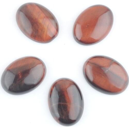 10Pcs 22x30mm Oval Cabochon Flat Back Bead Red Tigers eye No Hole CAB Natural Stone For Women Men Jewelry Finding Craft IU3411