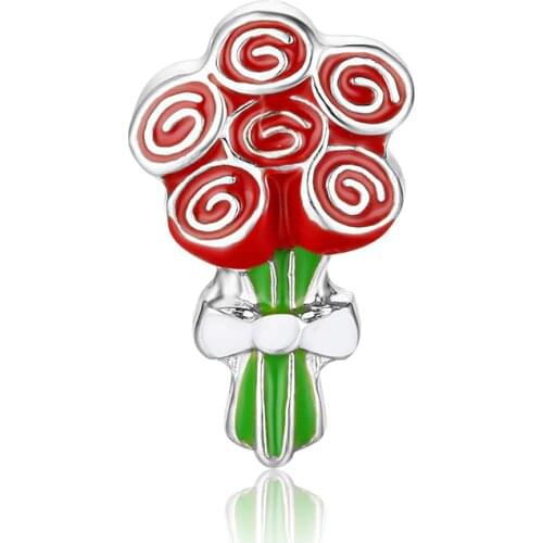 10pcs Red Love Rose Flower floating charms for Living glass locket