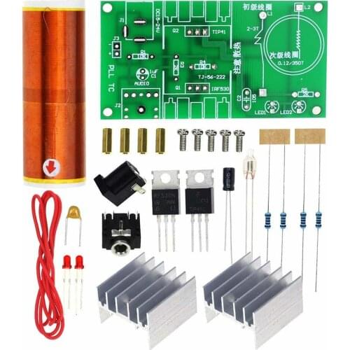 15W Mini Tesla Coil Plasma Speaker Tesla Kit Music Wireless Transmission Board Module DC 15-24V Plasma Stereo Speaker DIY Kit