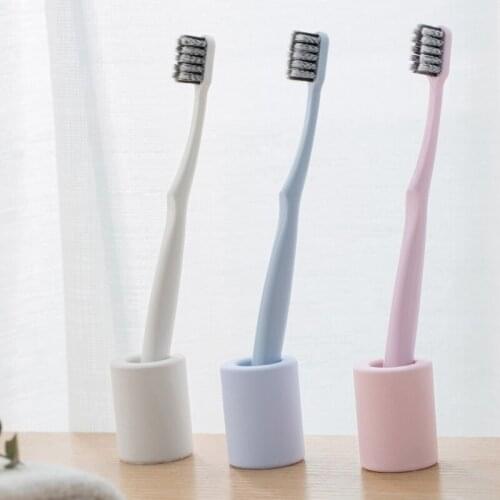 2pcs Mini Travel Toothbrush Holder Non-scale Natural Material Diatom Mud Fast Absorb Water Home Decoration Blue White Color