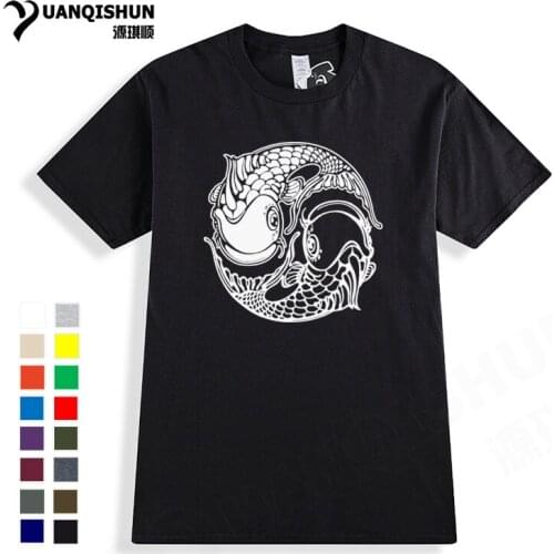 2018 Fashion Yin Yang Carp Print T-Shirt Tai Chi Fish Design Tshirts Top quality 16 Color Cotton Unisex Tee 3d T shirt Harajuku