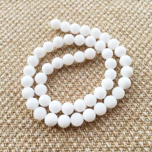 48pcs/lot Buddha 8MM Matted Porcelain White Stone Loose Beads DIY Making Bracelet Necklace Handmade Beaded Findings
