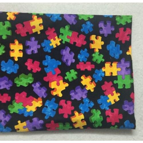 50x105cm Black Colorful Bricks Printed Cotton Bricking Fabric Patchwork Cloth Bag Party Home Decor